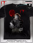 It Pennywise Holding Balloon Clown Movie Creepy Adult Mens T Tee Shirt 12-4