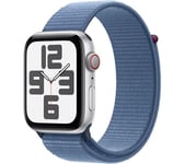 APPLE Watch SE Cellular (2023) - 44 mm Silver Aluminium Case with Winter Blue Sport Loop, Silver/Grey,Blue