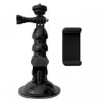 GoPro sugkoppshållare för GoPro, DJI, Insta360, SJCam, Eken sportkameror + smartphone adapter (GoPro bil sugkopp)