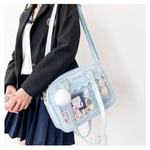 Japansk Kawaii Axelväska För Kvinnor PU Läder Itabag Transparent väska JK Tote Bag Handväskor Preppy Bag ita bag Crossbody Bag Light Blue