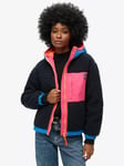 Superdry Vintage Hooded Sherpa Jacket, Blue Navy