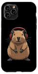 iPhone 11 Pro Capybara Wearing Headphones Music Case