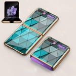 BaiFu Extra Thinness Case for Samsung Galaxy Z Flip Folding Screen, PC + 9H Tempered Glass Cover all-Inclusive Anti-Fall limited Edition Shockproof Protective Case for Galaxy Z Flip-Diamond blue