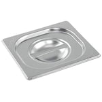 Vogue Stainless Steel 1/6 Gastronorm Pan Lid, Silver, Compatible with all Vogue 1/6 sized Gastronorm Trays (K992) | K993