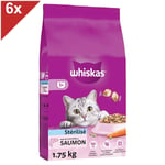 WHISKAS Croquettes au saumon pour chat adulte stérilisé 6x1,75kg