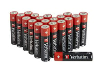 VERBATIM Piles alcalines AA Premium I 1.5V I AA-LR6 Mignon I Piles Mignon AA I Piles pour lecteur MP3, appareil photo, télécommande, rasoir et bien plus I Pile alcaline Premium I 20 pièces