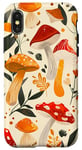 Coque pour iPhone X/XS Jaune Abstrait Paisley Mignon Cottagecore Grenouille et Champignon