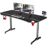 Dlandhome - Bureau Gaming 160cm Bureau Informatique Ordinateur Gamer Pro Bureau Informatique pour E-Sport Bureau de Jeu avec Tapis de Souris, Porte