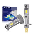 APOOS Ampoule H1 LED Phare 60W 300% Lumineuse sans Ventilateur,sans Polarité Remplacement Halogène Kit De Conversion de Voiture et Moto 12V H1 LED Feux 6500K Blanc 2 Ampoules