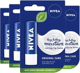 NIVEA Lip Balm Original Care Pack of 4 (4 x 4.8g)