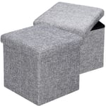 Tabouret cube avec espace de rangement Pouf 40 x 40 x 40 cm Coffre de rangement Repose-pied siège m - 2er Set Grau (de) - Casaria