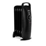 6 Fin Oil Filled Radiator 800W Electric Portable Heater 3 Heat Thermostat Black