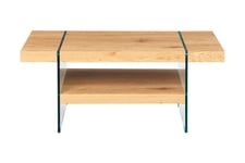 Soffbord Benina 110 cm med Förvaring Hylla - Glas/Natur/Brun Natur