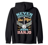 Old Man With A Banjo Player Music Playing Lover Musician Zip Hoodie