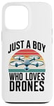 Coque pour iPhone 13 Pro Max Just A Boy Who Loves Drones Drone Lover Pilote d'antenne amusant