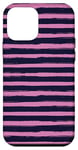 Coque pour iPhone 12 mini Bleu marine rose rayé girly esthétique Preppy Stripe