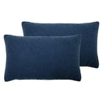 furn. Malham Shearling Fleece Cushions (Twin Pack) - Blue - One Size