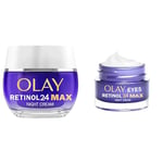 Bundle of Olay Retinol 24 MAX Night Cream Face Moisturiser + Olay Retinol MAX Night Eye Cream, 15ml