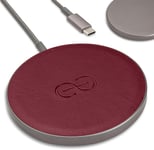 Empower Magnetic Wireless Charger Pad - Compatible Avec Magsafe Pour Iphone 15/14/13/12 & Qi-Certified Devices - Premium Vegan Leather [Bourgogne]