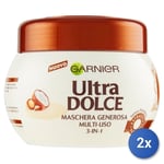 2x Garnier Ultra Douce Crème De Noix Coco & Macadamia 300Ml Masque Pour Cheveux