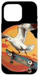 Coque pour iPhone 16 Pro Costume de mouette de skateboard pour les fans de patineurs et d'oiseaux de mer