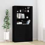 Buffet,Bahut, Meuble de Rangement haut Noir Bois d'ingénierie CFW259806