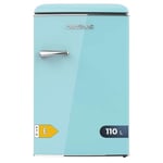 Cecotec Mini Frigo Rétro de 110 L Bolero CoolMarket TT Origin 110 Bleu E. Mini Réfrigérateur, Classe E, ICEBOX, LED Intérieur, Poignée Chromée, Étagères en Verre, Ouvre-bouteilles, Bleu.