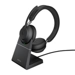 Jabra Evolve2 65 USB-A MS Stereo Headset with Charging Cradle for Microsoft Teams, Black