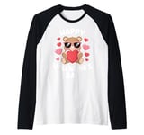 Valentine's Day Funny Teddy Bear Heart Love Valentines Raglan Baseball Tee