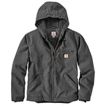 Carhartt Men's Relaxed Fit Washed Duck Sherpa-Lined Jacket, Gravel, 2X-Large/Tall