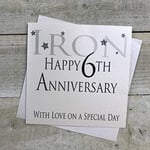 White Cotton Cards "Fer Joyeux 6e Anniversaire de Mariage avec Love on a Special Day Carte Faite à la Main