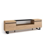 Skraut Home | Meuble TV | Banc Télé | Grand Espace de Rangement | 200x57x35cm | pour Les TV jusqu'à 80" | Design Industriel | Style Moderne | Chêne et Noir