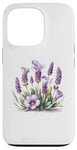 iPhone 13 Pro purple, white flowers lavender cool floral blossoms leaves Case