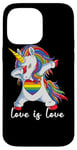 Coque pour iPhone 14 Pro Max Rainbow Unicorn Love Is Love Is Love LGBT LGBTQ Gay Lesbian Pride