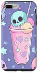 Coque pour iPhone 7 Plus/8 Plus Kawaii Grim Reaper Boba Tea Squelette Crâne Pastel Goth