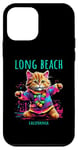 Coque pour iPhone 12 mini Long Beach California USA Motif chat dansant coloré