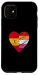 Coque pour iPhone 11 Drapeau LGBTQ Espagne Lesbienne Pride Cœur Amour LGBTQIA