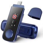 AGPTEK 64Go Lecteur Mp3 USB C avec Bluetooth 5.3 & Clip Sport, Mini Type-C MP3 Musique sans Perte HiFi avec Radio FM/Enregistreur, 2EN1 Clef USB Baladeur MP3 Portable Supporter Téléphone - Bleu