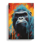 Gorilla Hard Edge Painting Art Canvas Print for Living Room Bedroom Home Office Décor, Wall Art Picture Ready to Hang, 30x20 Inch (76x50 cm)