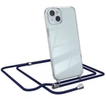 For Apple iPhone 15 Plus Case Phone Cover With Hanging Cord Chain Blue