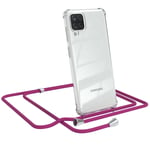 For Samsung Galaxy A12 phone case with lanyard chain Case Pink