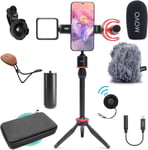 Ivlog1 Kit Vlogging Pour Iphone - Kit De Démarrage Compatible Avec Youtube Avec Microphone Shotgun, Mini Trépied, Lumière Led, Objectif Grand Angle, Adaptateur Lightning Vlog Kit Pour Iphone