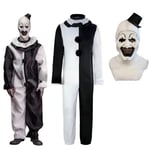 Art The Clown Cosplay Film Terrifier 2 Art The Clown Cosplay Kostym Jumpsuit Mask Halloween Kostymer Mask för Män Kvinnor Kostym och Mask A M Costume and mask A