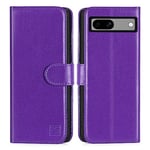 32nd Book Wallet PU Leather Case Cover for Google Pixel 7A, Flip Case With RFID Blocking Card Slots, Magnetic Closure and Built In Stand - Purple