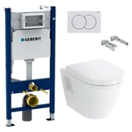 Pack wc Bati-support Geberit Duofix + wc suspendu Vitra Integra + Abattant en Duroplast + Plaque blanche