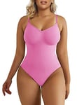 SHAPERX Body Gainant Femme Gaine Amincissant Ventre Plat Sculptant Minceur Shapewear Invisible Bodysuit Top, UK-SZ5215-Pink-4XL/5XL