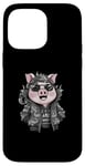 Coque pour iPhone 14 Pro Max Cochon kawaii de dessin animé avec une tenue de dragon cool