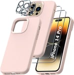 Coque Silicone Rose + Verres Trempes et Protections Camera Arriere X2 Pour iPhon