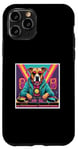 Coque pour iPhone 11 Pro Tourne-disque DJ musique chien mixage vinyles fête graphique