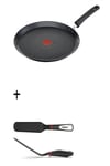 POELE A CREPES 28 CM ET SPATULE LONGUE NOIR ET ROUGE G2573902 / K2060914